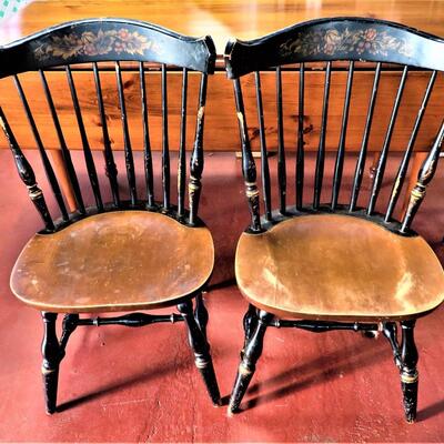 2 Antique Black L. Hitchcock Side Chairs Genuine Hitchcocks signed