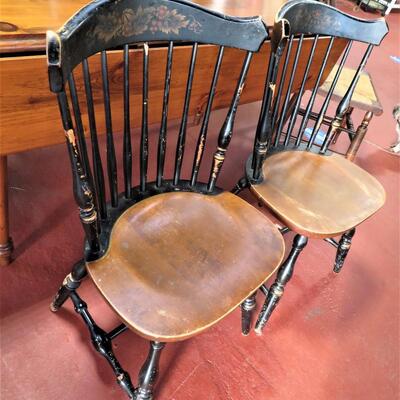 2 Antique Black L. Hitchcock Side Chairs Genuine Hitchcocks signed
