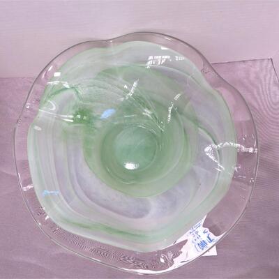 Vintage Green Glass Compote 2 pc
