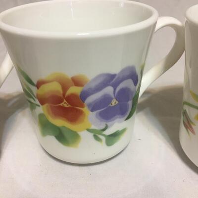 Corelle Corning Ware Summer Blush Pansy Coffee Mugs Cups Set Of 4