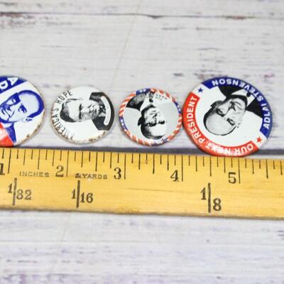 Vintage Collectible Cracker Barrel Reproduction Political Pin Lot of 4 Buttons Truman Adlai Willkie