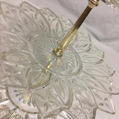 ðŸ¥°Vintage Clear Cut Glass Crystal 3 Tier Serving Dish Stand Cookie Candy