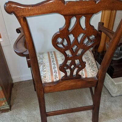 Vintage Solid Carved Wood Accent Chair