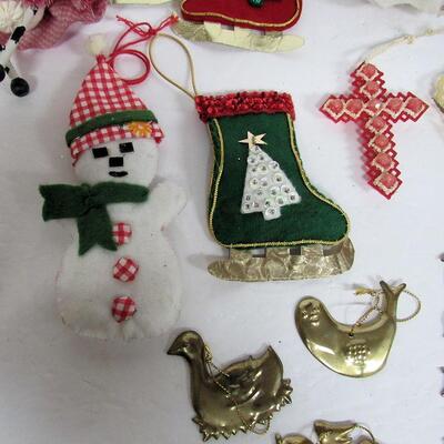 Misc Christmas Ornaments, Fabric, Brass, Plastic