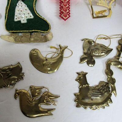 Misc Christmas Ornaments, Fabric, Brass, Plastic