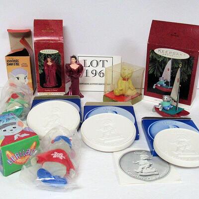 Christmas Lot, Hallmark Ornaments, Rescue Down Under, Goebel Bisque Medallions, Dept 56 Clip On Bear Ornament