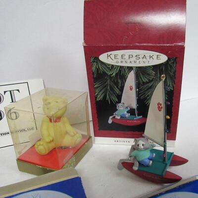 Christmas Lot, Hallmark Ornaments, Rescue Down Under, Goebel Bisque Medallions, Dept 56 Clip On Bear Ornament