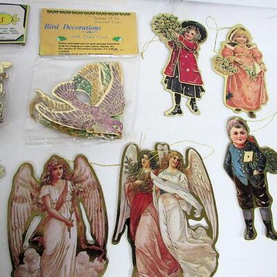 Large Lot of Fancy Cardboard Christmas Ornaments