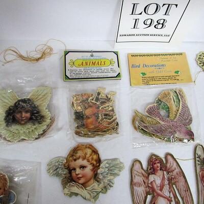 Large Lot of Fancy Cardboard Christmas Ornaments