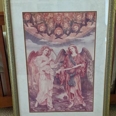 Large Angels Print Litho Artwork Matted and Framed