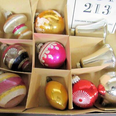 2 Boxes of Vintage Glass Christmas Ornaments, Some Shiny Brites