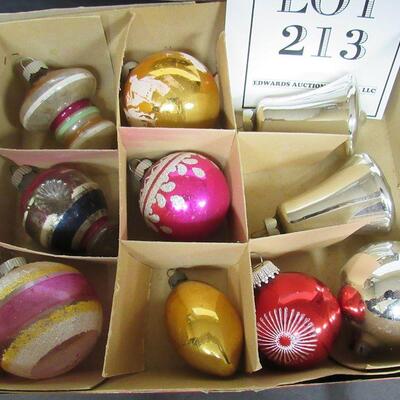 2 Boxes of Vintage Glass Christmas Ornaments, Some Shiny Brites