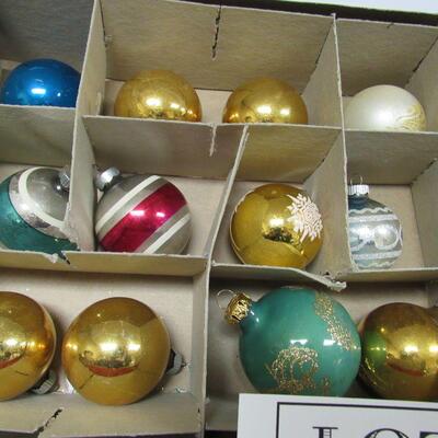 2 Boxes of Vintage Glass Christmas Ornaments, Some Shiny Brites