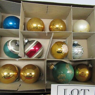 2 Boxes of Vintage Glass Christmas Ornaments, Some Shiny Brites