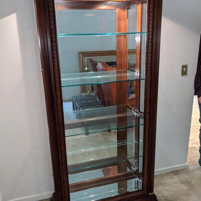 Traditional Lighted Glass Shelved Display Curio Cabinet