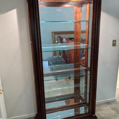 Traditional Lighted Glass Shelved Display Curio Cabinet