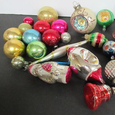 Lot of Vintage Glass Christmas Ornaments, Japan Santa and Indent, More