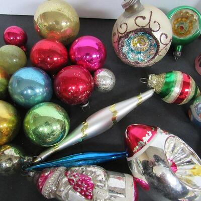 Lot of Vintage Glass Christmas Ornaments, Japan Santa and Indent, More