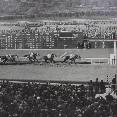 Vintage Framed Dick Whittington Santa Anita Racetrack Photograph