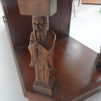 LOT 37. VINTAGE ASIAN CARVED COFFEE TABLE WITH STONE TOP