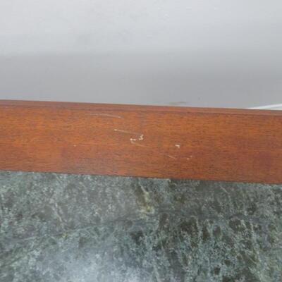 LOT 37. VINTAGE ASIAN CARVED COFFEE TABLE WITH STONE TOP