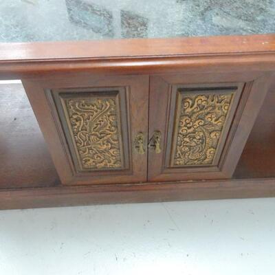 LOT 37. VINTAGE ASIAN CARVED COFFEE TABLE WITH STONE TOP