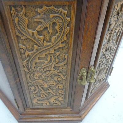 LOT 38  VINTAGE ASIAN CARVED COFFEE TABLE WITH STONE TOP