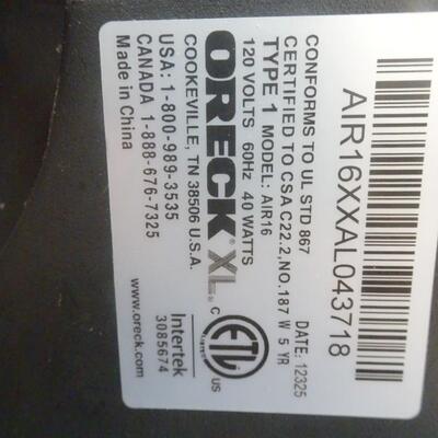 LOT 39. ORECK XL AIR 16 DUAL MAX AIR PURIFIER TRUMAN CELL FILTRATION (TESTED WORKS FINE)