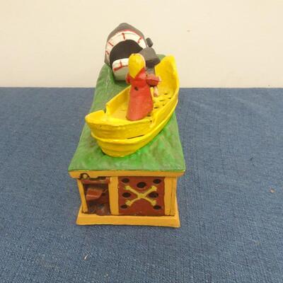 LOT 43 VINTAGE JONAH AND THE WHALE CAST IRON BANK