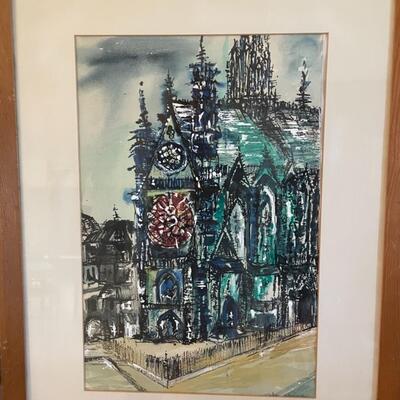 ST FRAMED WATERCOLOR CATHEDRAL