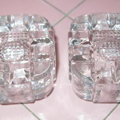 MS Pair Antique Clear Glass Inkwells