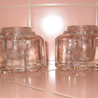 MS Pair Antique Clear Glass Inkwells