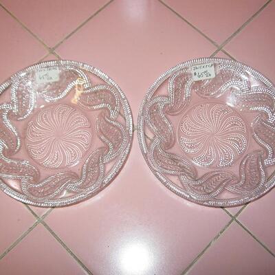 MS 2 Antique Early American Pattern Glass Saucers Swirl Design