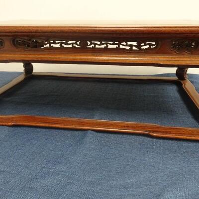 LOT 72. HAND CARVED ROSEWOOD DISPLAY TABLE/RISER