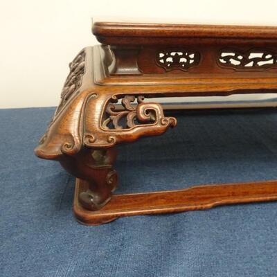 LOT 72. HAND CARVED ROSEWOOD DISPLAY TABLE/RISER