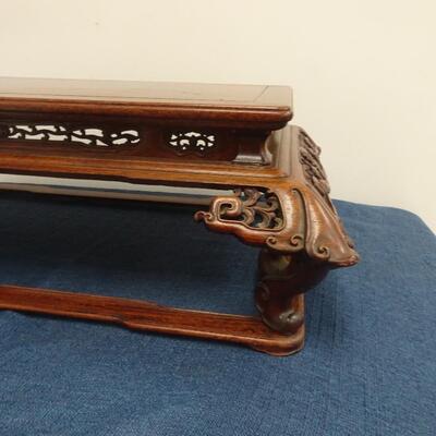 LOT 72. HAND CARVED ROSEWOOD DISPLAY TABLE/RISER