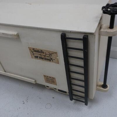 LOT 73  LARGE WOOD SANTA FE RAILROAD CAR TOY BOX