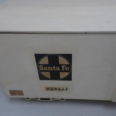 LOT 73  LARGE WOOD SANTA FE RAILROAD CAR TOY BOX