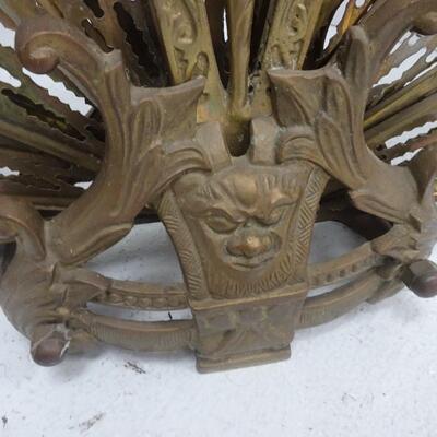 LOT 74 VINTAGE BRASS PEACOCK FOLDING FAN FIREPLACE SCREEN