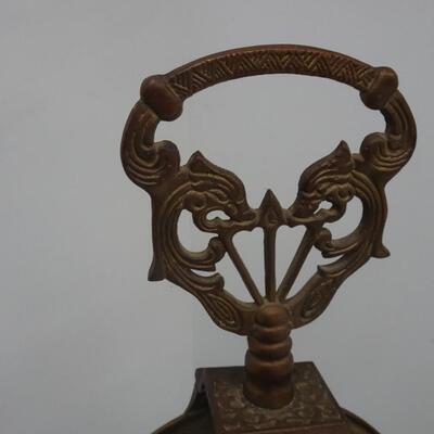 LOT 74 VINTAGE BRASS PEACOCK FOLDING FAN FIREPLACE SCREEN
