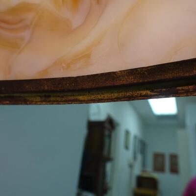 LOT 80 ANTIQUE SLAG PANEL LAMP