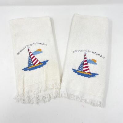 SONOMA AMERICAN FLAG SAILBOAT HAND TOWELS