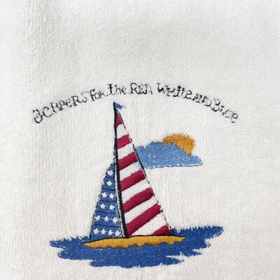 SONOMA AMERICAN FLAG SAILBOAT HAND TOWELS