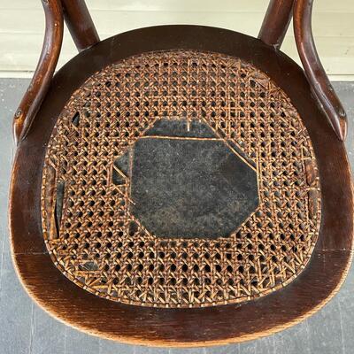 VINTAGE WOODEN & CANE CHAIR