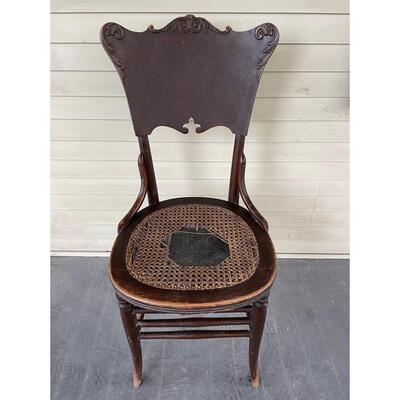 VINTAGE WOODEN & CANE CHAIR