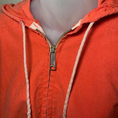 VINTAGE ORANGE CANVAS PONCHO W/ FRINGE