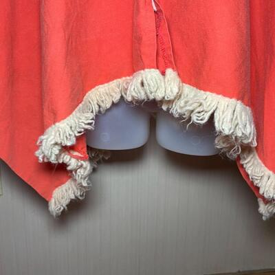 VINTAGE ORANGE CANVAS PONCHO W/ FRINGE