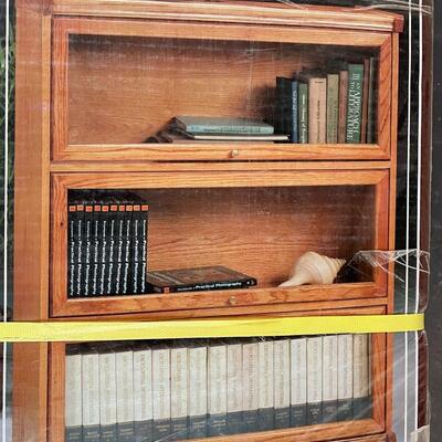 OAK 3-SHELF DISPLAY CASE, NEW IN BOX - #1