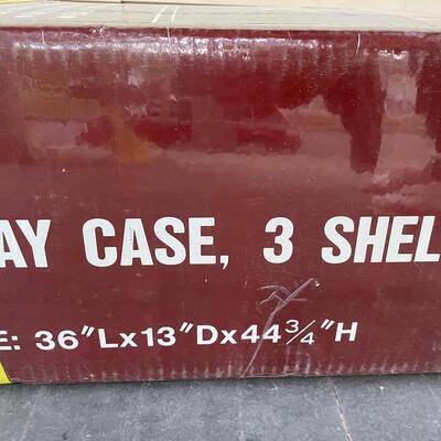 OAK 3-SHELF DISPLAY CASE, NEW IN BOX - #2