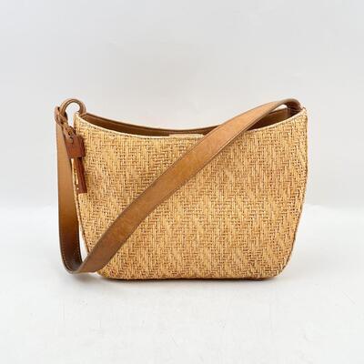 VINTAGE FOSSIL WOVEN STRAW HANDBAG